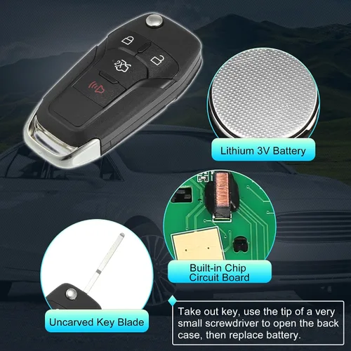 Miniatura 4 de X AUTOHAUX 315MHz N5F-A08TAA reemplazo inteligente de proximidad sin llave llave llave remoto llavero para Ford Fusion 2013 2014 2015 2016 4 botones