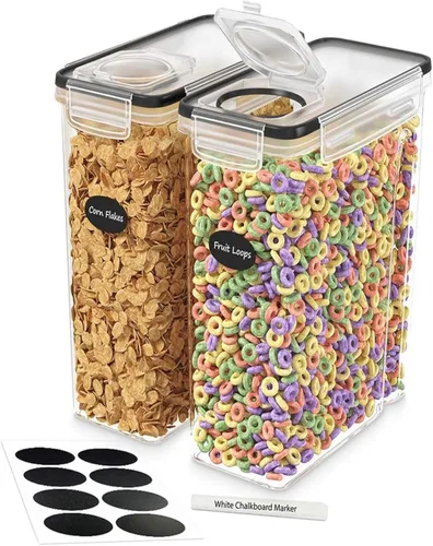 Contenedores de Almacenamiento de Cereales Paquete de 2 de 135 fl. oz Dispensador de Cereales para Mostrador, Contenedores Herméticos de
