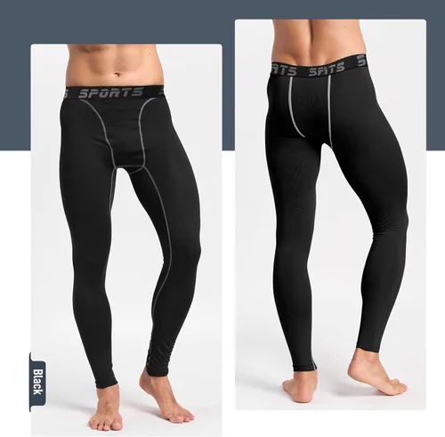 Miniatura 2 de Tesuwel Paquete de 1 o 2 pantalones de compresión para hombre, para baloncesto, atletismo, entrenamiento, correr, leggings deportivos para gimnasio