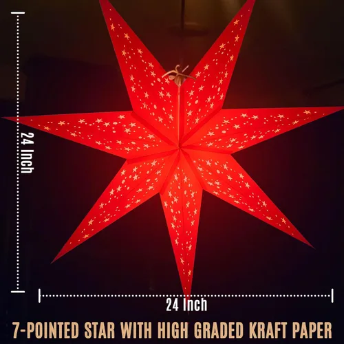 Miniatura 2 de GalaxyArts - Naxatra (blanco mediano 7 puntas) - Linterna de estrella de papel