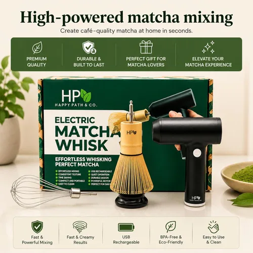 Miniatura 7 de Juego de batidor eléctrico Matcha – Espumador de mano recargable con batidor y soporte Agitador automático para la mezcla perfecta Espumador