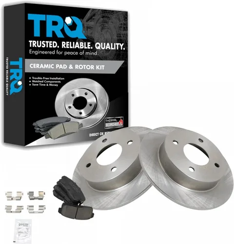 Miniatura 163 de TRQ Kit de rotor de freno trasero y pastillas de cerámica Posi premium compatible con camioneta Chevy GMC