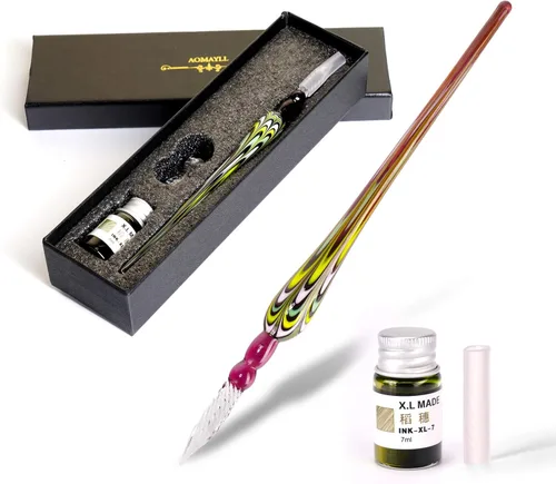 Miniatura 10 de Juego de bolígrafos de inmersión de vidrio, bolígrafo de caligrafía, bolígrafo de firma de cristal para arte, escritura, firmas, decoración y regalo