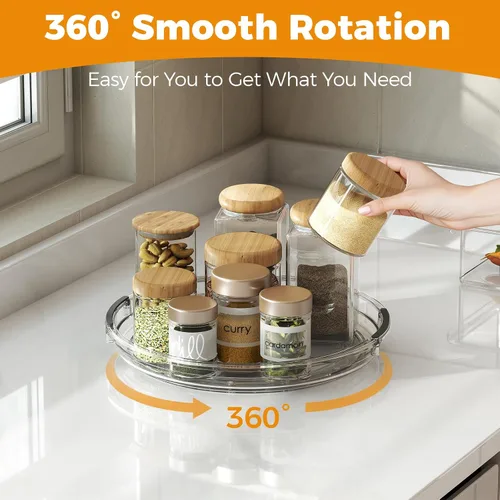 Miniatura 2 de Paquete de 2 Organizadores Lazy Susan, Mesa Giratoria Lazy Susan de 9.25 pulgadas para Gabinete Superficie de Mesa Refrigerador, Organizador