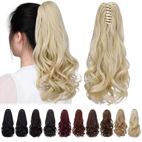 Miniatura 29 de Extensión de cola de caballo negra con clip de garra, ondulada, 10 pulgadas, 3.5 onzas, sintético, como verdaderos, postizos, para mujer, Yaki