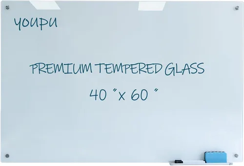 Miniatura 9 de Pizarra Magnética de Vidrio de 48"X36" Premium Tableros de Borrado en Seco de Vidrio Templado Montados en la Pared Sin Marco Pizarra Blanca Tableros