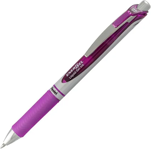 Miniatura 2 de Pentel EnerGel XM BL77 - Bolígrafo retráctil de tinta de gel líquido, 0.028 in, 54% reciclado, color morado, paquete de 3