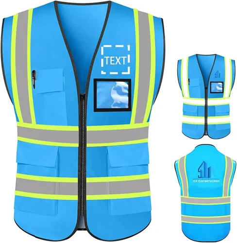 Miniatura 11 de Personalizar su texto/logotipo/imagen chaleco de seguridad de alta visibilidad ropa de trabajo de protección con tiras reflectantes