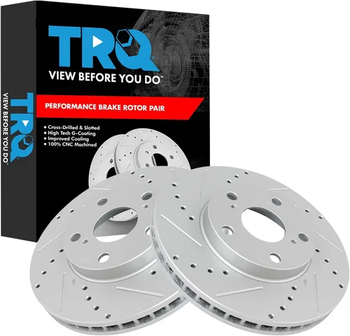 Miniatura 297 de TRQ Juego de rotores de freno de rendimiento trasero con revestimiento G premium compatible con Mazda 6 2014-2021