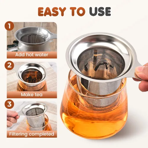 Miniatura 5 de Infusor de Té de Acero Inoxidable con Coladores, Nuevos Coladores y Filtros de Té 2025 para Té Suelto con Asas Resistente al Calor, Tazas de Colador
