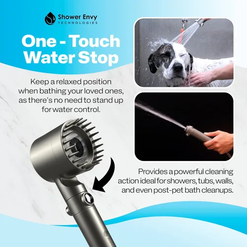 Miniatura 8 de Shower envy Pure X - Cabezal de ducha filtrado, alta presión, múltiples modos de pulverización, palanca de pausa de flujo, purificador de agua dura