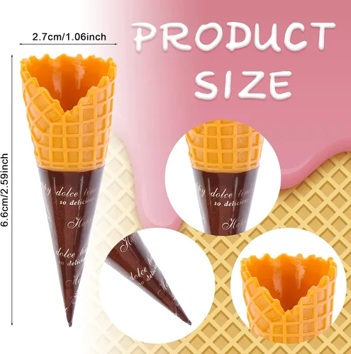 Miniatura 2 de 30 piezas de mini cono de helado artificial realista, adorable cono de helado de simulación, juego de comida, casa de muñecas, suministros