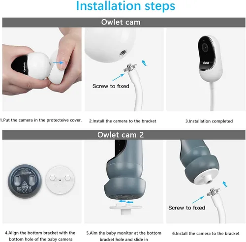 Miniatura 4 de HOLACA Soporte de clip flexible para Owlet Cam 2 y Owlet Cam Baby Monitor Soporte de cámara con agujero roscado de 1/4 y montaje ajustable de 360