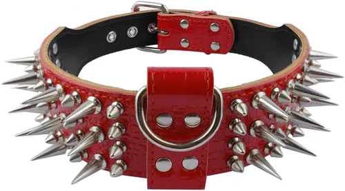 Miniatura 5 de PET ARTIST Collar de perro de lujo de 2 pulgadas de ancho, de piel sintética, duradero, antimordeduras, para perros medianos, negro, M, cuello