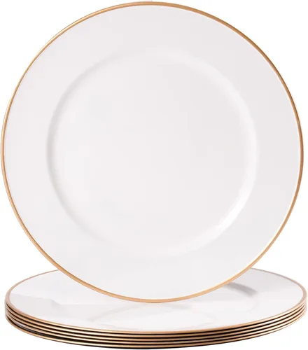 Miniatura 8 de MAONAME Juego de 6 platos base negros de 13", platos base redondos para platos de cena, platos base de plástico, platos base para mesa de boda