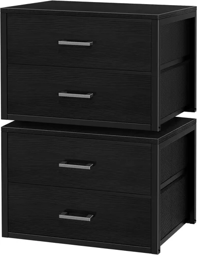 Miniatura 10 de BOLUO Cajones de Almacenamiento Apilables Organizadores de Closet y Almacenamiento de Tela Blanca Cómoda de 2 Cajones para Dormitorio 2 Paquetes