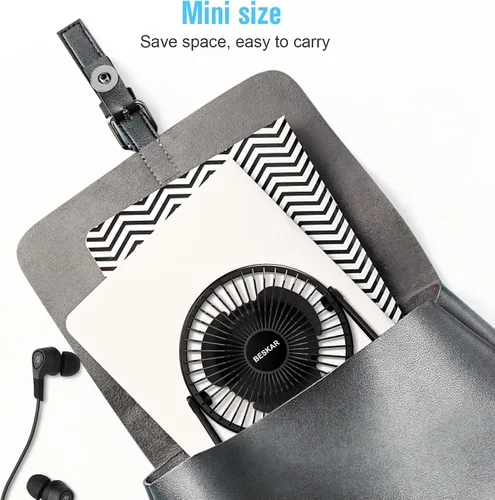 Miniatura 7 de BESKAR Ventilador de escritorio pequeño USB, ventiladores portátiles con 3 velocidades de flujo de aire fuerte, funcionamiento silencioso y rotación