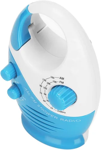 Miniatura 6 de Radio portátil AM FM, radio tipo gancho, altavoz integrado, radio de ducha de diseño, AM 530 1710 KHZ, FM 88 108 MHz, para ducha al aire libre