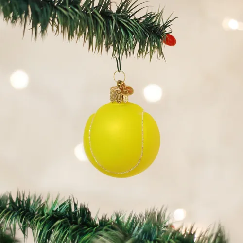 Miniatura 2 de Old World Christmas - Adorno de vidrio soplado de pelota de tenis para árbol de Navidad, decoración festiva artesanal, colección deportiva
