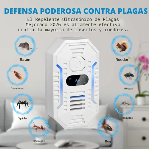 Miniatura 2 de Repelente ultrasónico de roedores para interiores y control de plagas, repelente ultrasónico de plagas para cucarachas, ratas, insectos, mosquitos