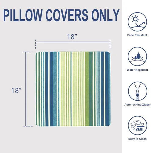 Miniatura 290 de Juego de 2 almohadas para exteriores de 16 x 16 pulgadas, repelentes al agua con interiores, para muebles de patio, hogar, jardín, geometría bohemia