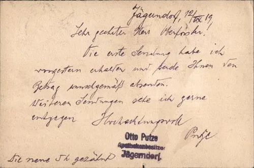 Postal de papelería, enviada por un farmacéutico de habla alemana Krnov, Checoslovaquia Original Antique Postcard