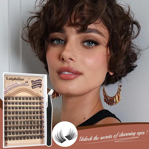 Miniatura 6 de Calphdiar Pestañas autoadhesivas, kit de racimos de pestañas reutilizables, pestañas autoadhesivas naturales, sin pegamento, racimos de pestañas