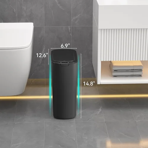 Miniatura 2 de Botes de Basura de 5 Galones con Sensor de Movimiento para Baño, Botes de Basura Automáticos con Tapa, sin Contacto, Inteligentes, Delgados