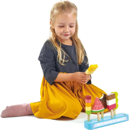 Miniatura 3 de Tender Leaf Toys - Ice Lolly Shop - 13 piezas de juguete de juego de comida de simulación con 6 paletas de madera barras de helado - Fomenta