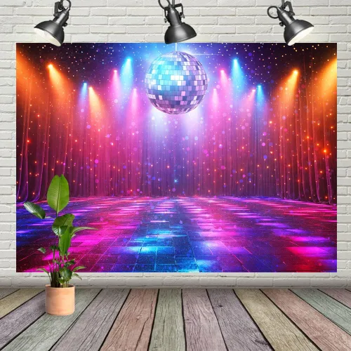 Miniatura 3 de Telón de fondo para decoración de discoteca, retro brillante, fiesta de los años 70, 80, 90, temática de escenario, danza, decoración de fiesta