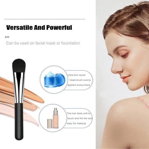 Miniatura 4 de Cepillo de aplicación de máscara facial, cerdas negras suaves y flexibles, cepillo de fibra hecha a mano, herramienta cosmética para loción