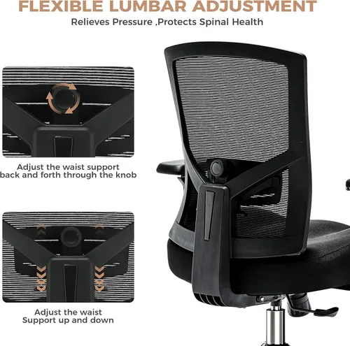 Miniatura 5 de Silla de oficina grande y alta de 600 libras con cojín de asiento grueso en forma de W, sillas de escritorio ergonómicas de malla para computadora