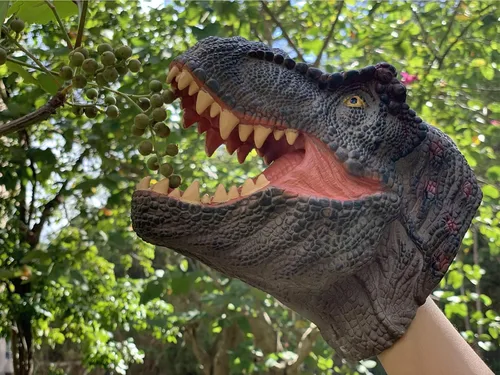 Miniatura 9 de Gemini&Genius Juguetes de dinosaurio Tyrannosaurus Rex marionetas de mano grandes de goma suave T-Rex cabeza de mano marioneta de mano juguetes