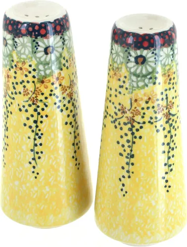 Miniatura 9 de Blue Rose Polish Pottery - Salero y pimentero pequeños con puntos azules - 15 cm de alto - Juego de condimentos de cerámica pintado a mano
