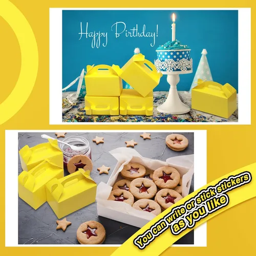 Miniatura 6 de 36 cajas de regalo de fiesta, cajas de regalo de papel a dos aguas con asas para cumpleaños, boda, ducha, suministros de fiesta de Navidad, 6 x 3.5