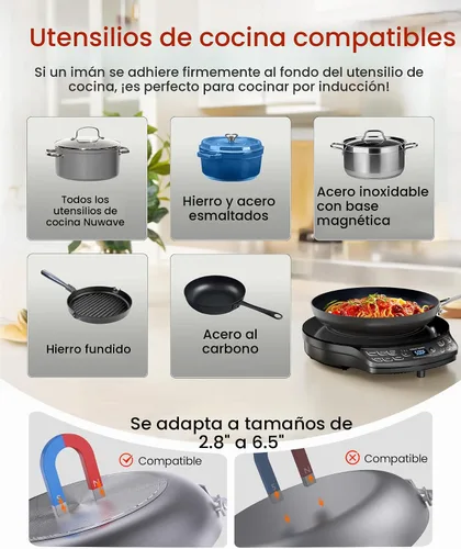 Miniatura 7 de Nuwave - Placa de inducción portátil Diamond con sonda, quemador de encimera avanzado, 91 temperaturas desde 100 °F hasta 500 °F, vidrio cerámico a