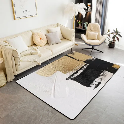 Miniatura 9 de jejeloiu Alfombra de decoración de mármol negro y dorado, alfombra para sala de estar, dormitorio, para niños, niñas, adolescentes, decoración