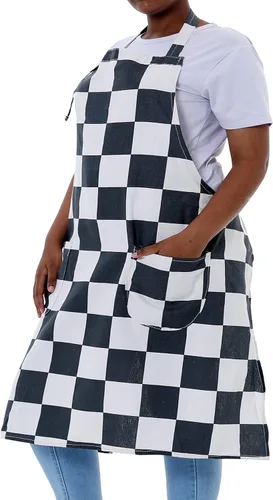 Miniatura 52 de Delantales de algodón y lino para hornear, talla grande, para mujer, con bolsillos, cocina