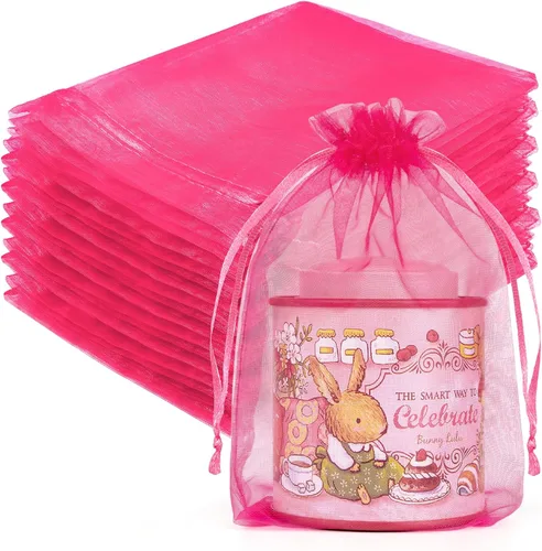 Miniatura 48 de Crweety 50 Piezas Bolsas de Organza Doradas de 3 x 4 Pulgadas, Pequeñas Bolsas de Regalo de Malla con Cordón para Favores de Boda, Despedida