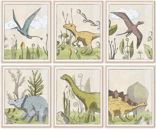 Miniatura 19 de DREAM BIG PRINTABLES Impresiones artísticas de acuarela de dinosaurios (juego de 4) – sin marco – 8 x 10 s El juego incluye tiranosaurio Rex