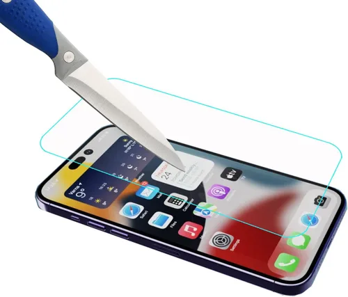 Miniatura 4 de Mr.Shield [Paquete de 3] Protector de pantalla para iPhone 14 Pro Max de 6.7 pulgadas [vidrio templado] [vidrio japonés con dureza 9H] protector