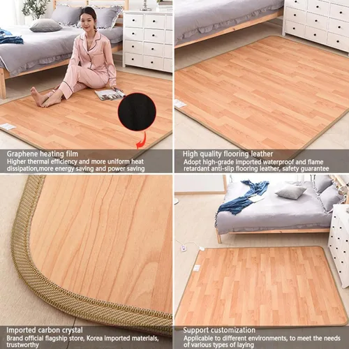 Miniatura 5 de Adjustable Electric Heating Carpet PVC Floor Leather Heated Area Rug 3 Seconds Rapid Heating Indoor Living Room Heated Carpet,A-80x200cm