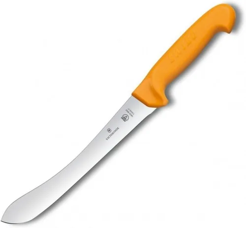 Victorinox Swibo - Cuchillo para desollar de 8 pulgadas, borde recto, punta ensanchada, acero inoxidable, apto para lavavajillas, naranja