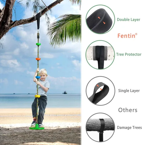 Miniatura 5 de Columpio de árbol para niños, patio trasero, cuerda de un solo disco, asiento de columpio para árbol interior y exterior, juego de accesorios