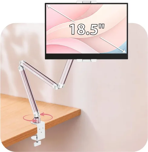 Miniatura 11 de Urmust Soporte de pared para tableta para iPad, rotación de 360°, soporte ajustable para tablet con brazo extensible de aluminio, para iPad
