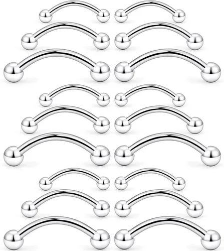 Miniatura 6 de SCERRING 18 – 36 piezas de 16 g de acero inoxidable para cejas, tragus, hélice, rook, daith, pendientes de lengua, pezón, ombligo, labio, barra