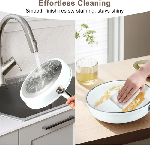 Miniatura 5 de FAB&DELUXE Juego de 5 utensilios de cocina antiadherentes, ollas y sartenes antiadherentes de aluminio con tapas de vidrio, compatibles con todas