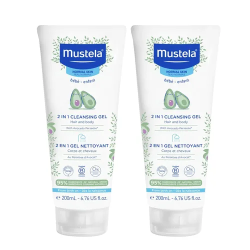 Miniatura 9 de Mustela Baby Gel limpiador 2 en 1, limpiador de cuerpo y cabello para bebé, con aguacate natural, fórmula biodegradable y sin desgarros, 6.76 onzas