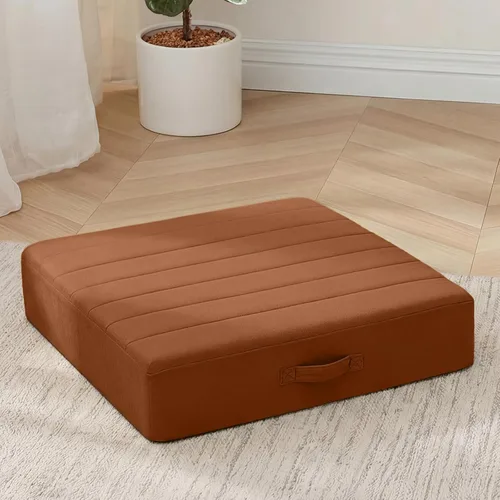 MeMoreCool Cojín cuadrado de piso para sentarse para adultos y niños, gran cojín de meditación con espuma gruesa y cubierta mullida, cojín de piso