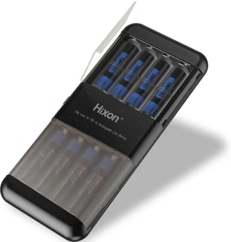 Miniatura 11 de Hixon Combo de baterías recargables AA y AAA de litio de 1.5 V con cargador, 4 x 3500 mWh AA y 4 x 1100 mWh AAA, más de 1600 ciclos, larga duración